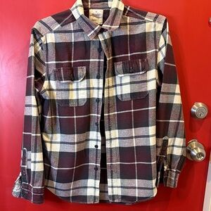 American Eagle Outfitters Heritage Flannel Shirt - Burgundy and White